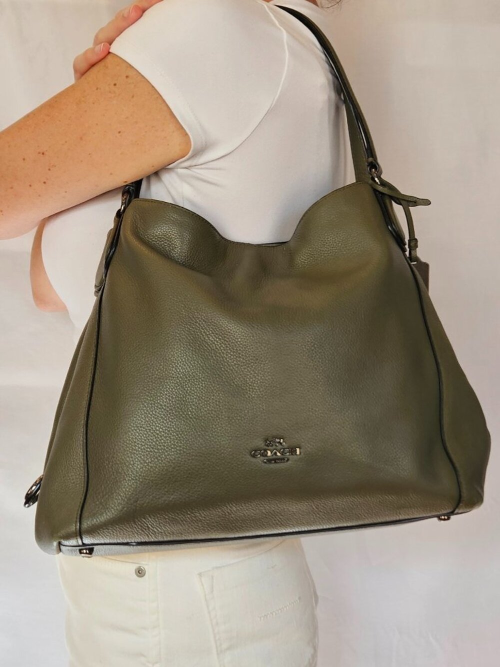 Discontinued Coach Boutique Edie 31 Pebbled Leather Bag Olive